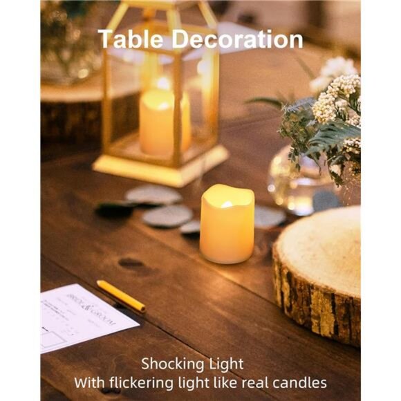 Flameless Votive Flickering Electric Fake Candle, 24 Pack 200+Hour Battery - Picture 4 of 7
